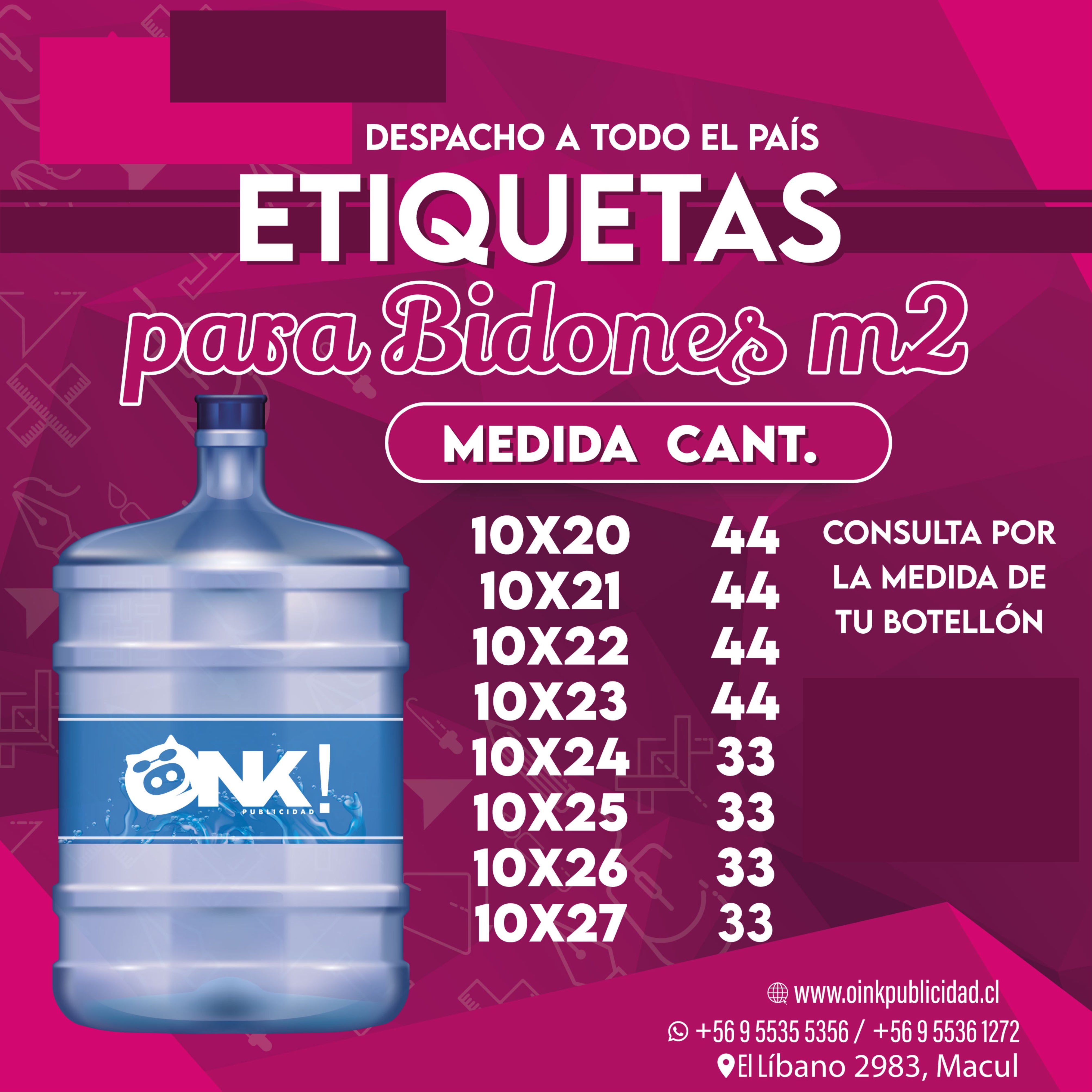 Stickers - Adhesivo troquelado para Botellones de Agua, envío incluido